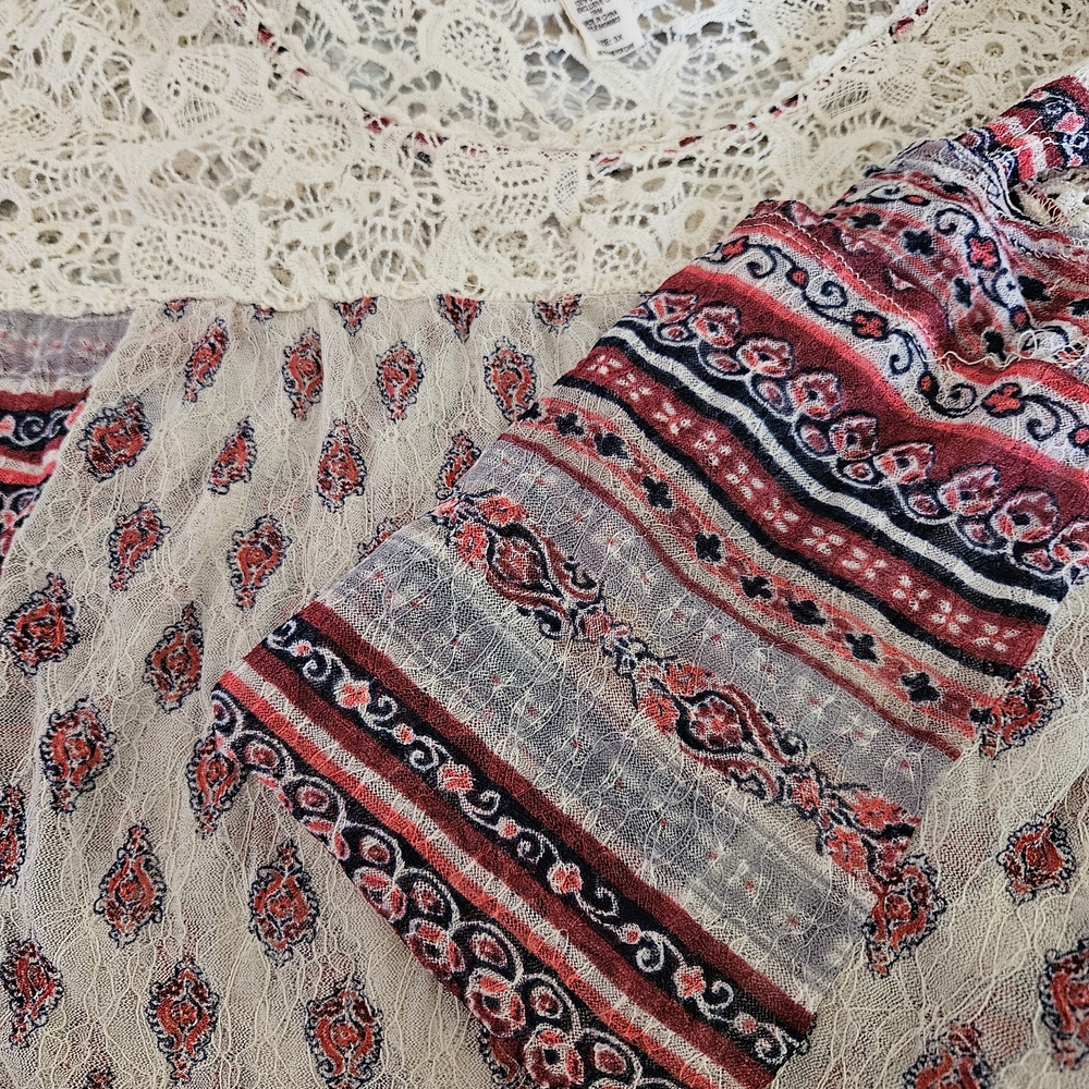 3/$25 Plus Size. Bohemian Lace and Patterned Top 3XL